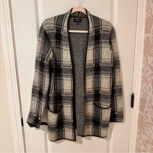 Lucky Brand Black and Cream Checkered Cardigan